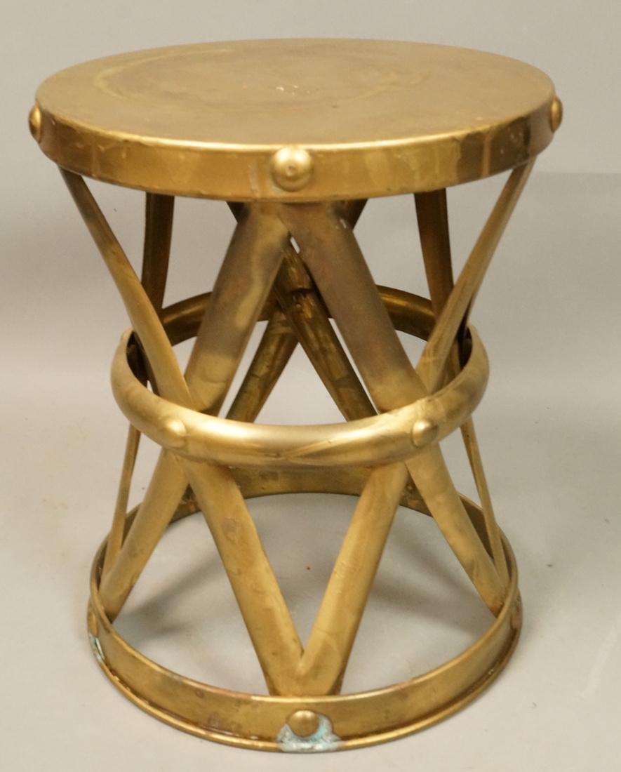 SARREID Style Brass Tone Corseted Modern Stool. (1 of 9)