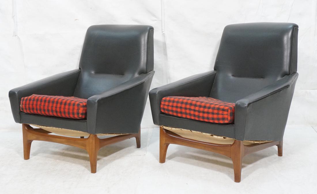 Pr Italian Modern Black Vinyl Lounge Chairs. Styl (1 of 10)