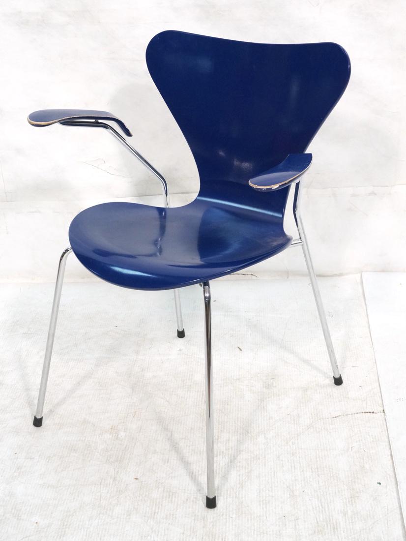 FRITZ HANSEN Blue Lacquer Ant Chair. Danish moder (1 of 7)