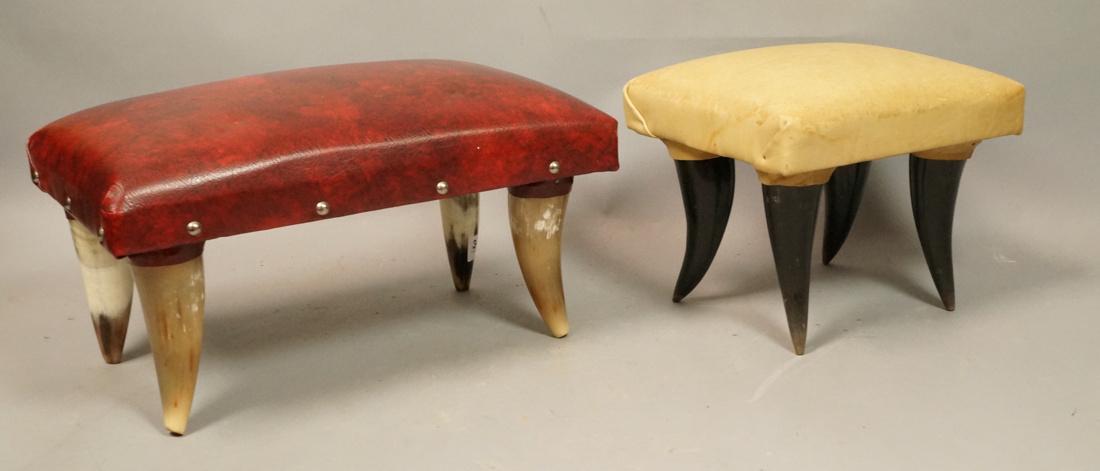 2pc Steer Horn Leg Stools. Smallest with beige le (1 of 9)