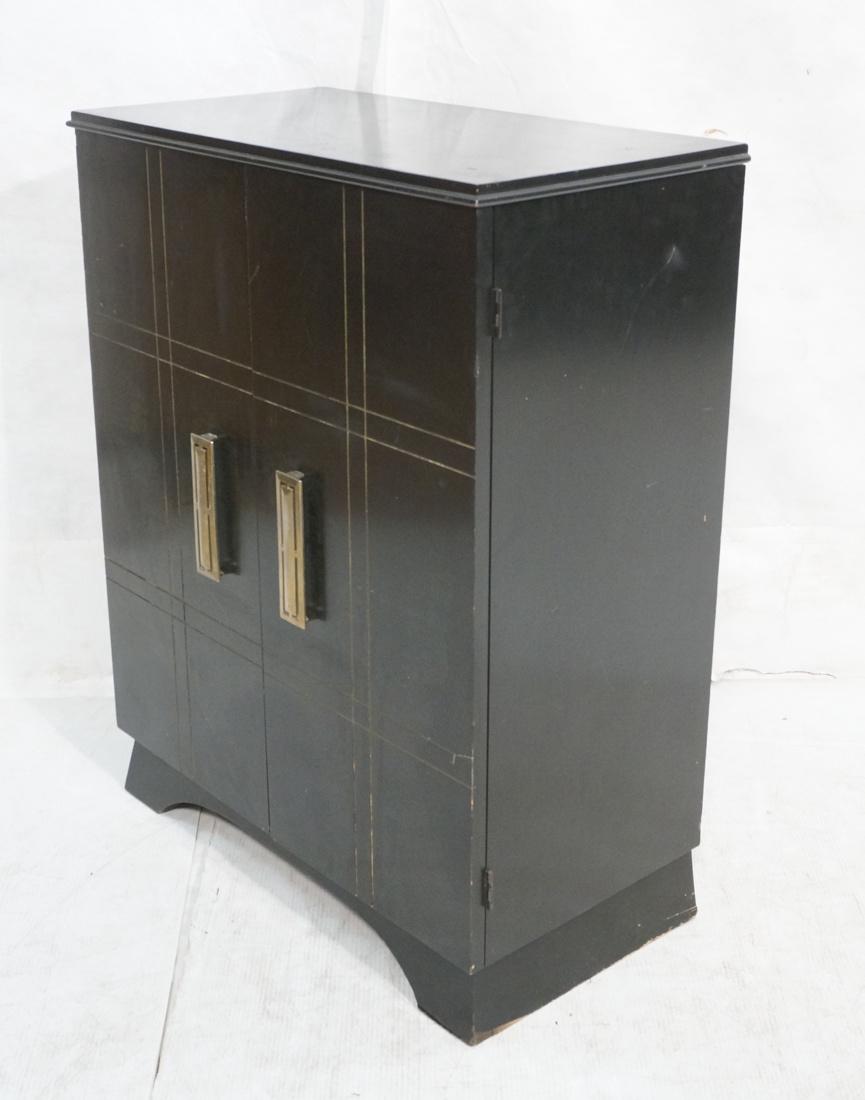 Decorator Mid Century Ebonized Cabinet. 2 door wi (1 of 6)