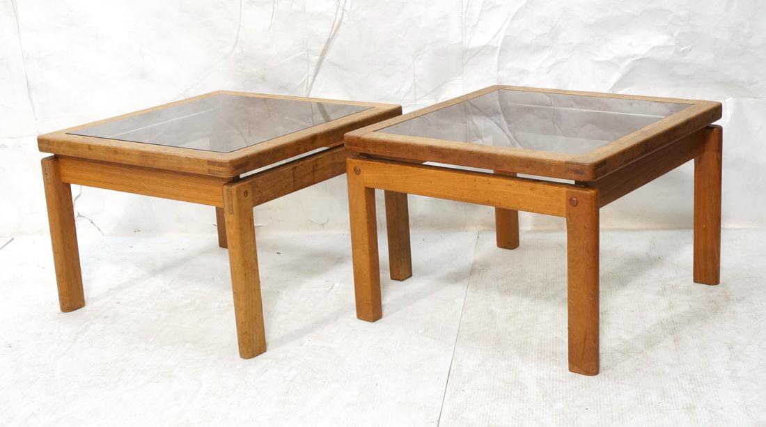 Pr Square Modern Smoked Glass End Tables. (1 of 9)