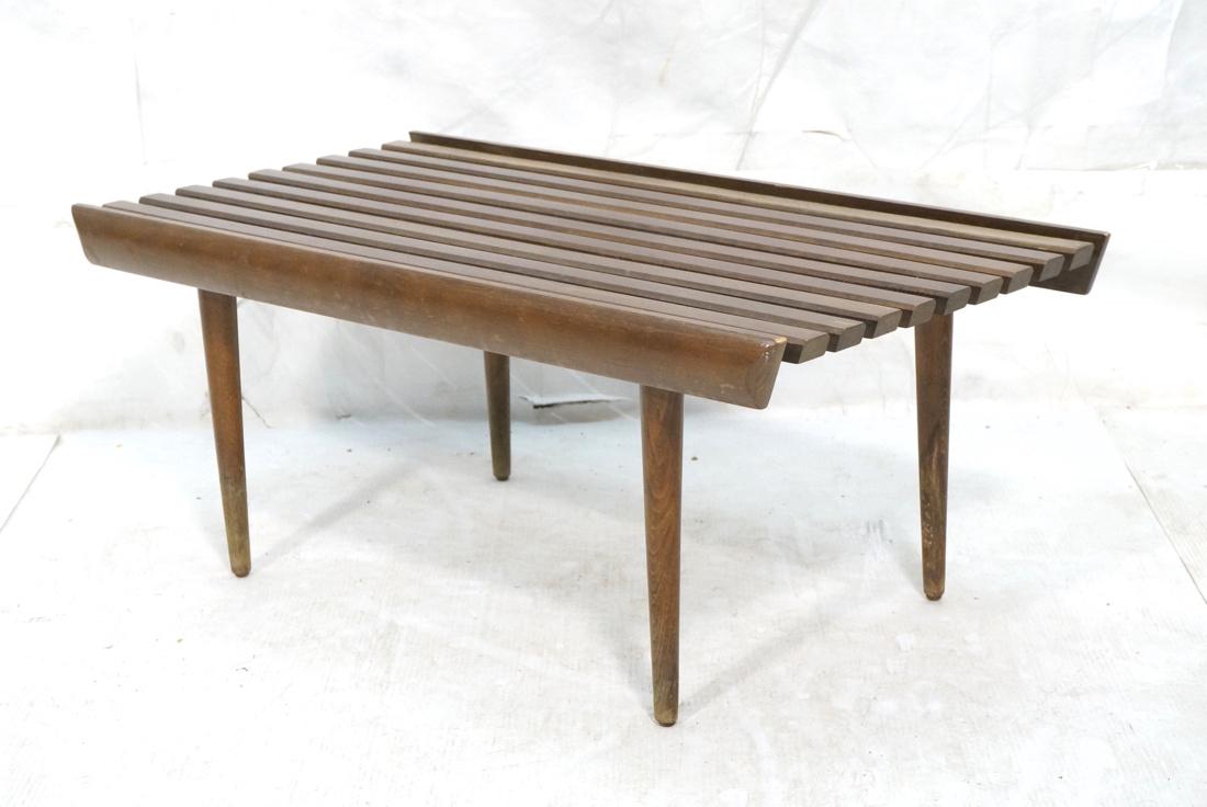 Small Modern Wood Slat Bench Coffee Table. Bowed (1 of 7)