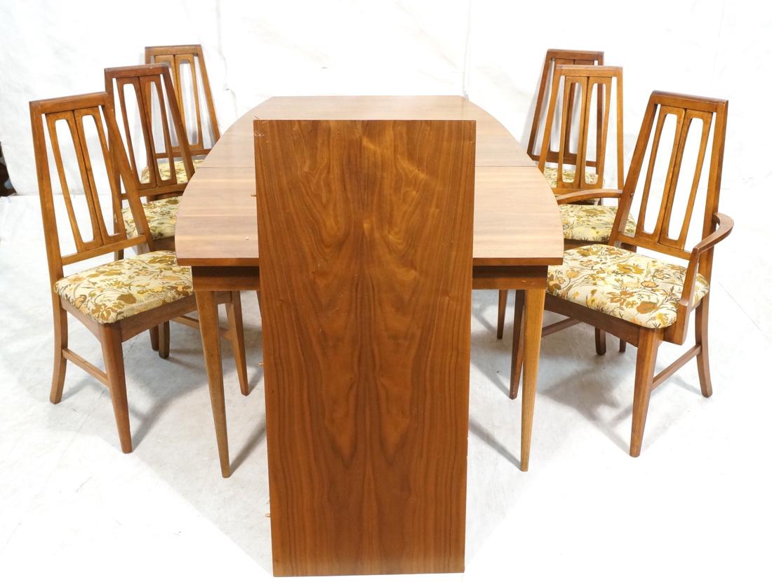 Walnut Dining Table & 6 Chairs. Table with bowed (1 of 10)