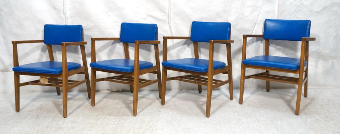 Set 4 Modernist Arm Dining Chairs Electric Blue V (1 of 10)