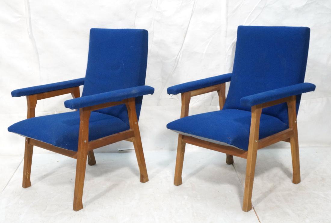 Pr Electric Blue Child's Arm Lounge Chairs. Wood (1 of 8)