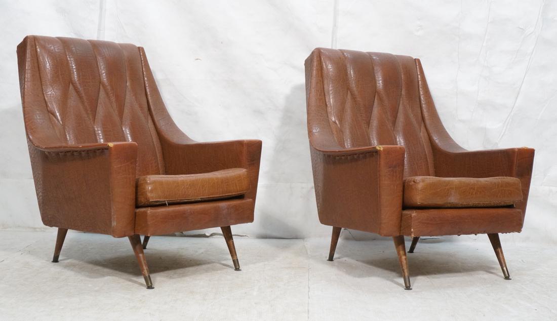 Pr Italian Textured Burnt Rust Vinyl Lounge Chair (1 of 10)