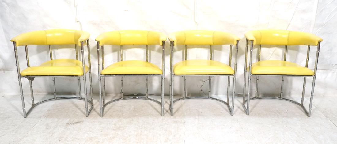 Set 4 Lemon Yellow Vinyl Dining Chairs. Upholster (1 of 10)
