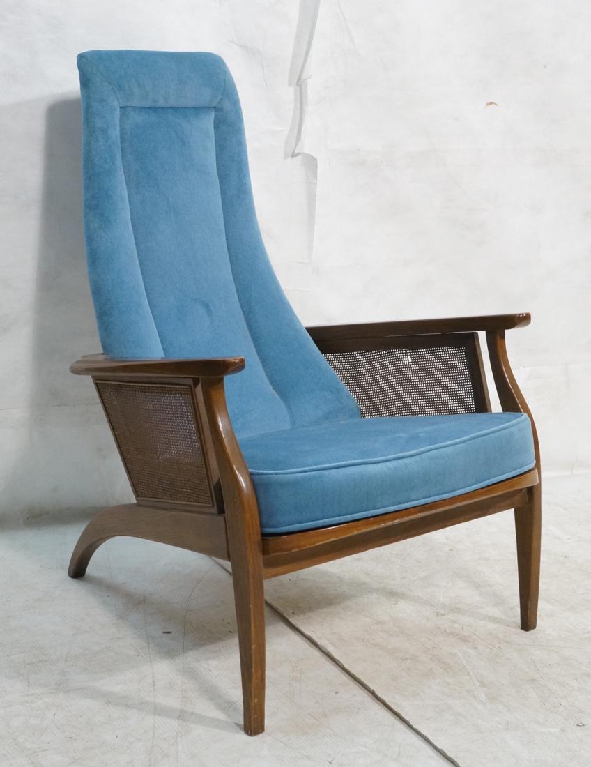 Tall Back Cane Side Arm Modern Lounge Chair. Blue (1 of 5)
