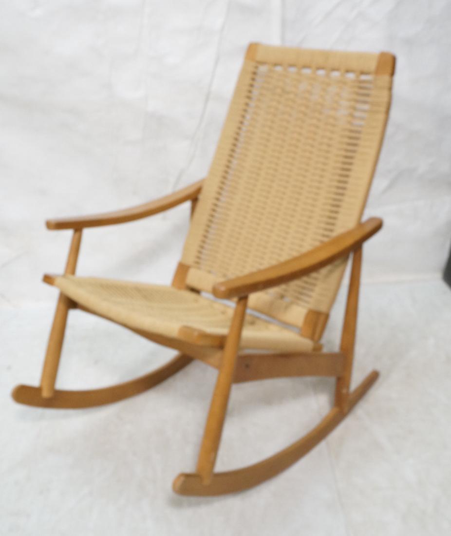 Woven Rush Blond Wood Tall Back Rocker. Hans Wegn (1 of 7)