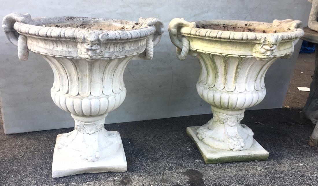 Pr of Monumental Garden Urn Planters Cement (1 of 10)