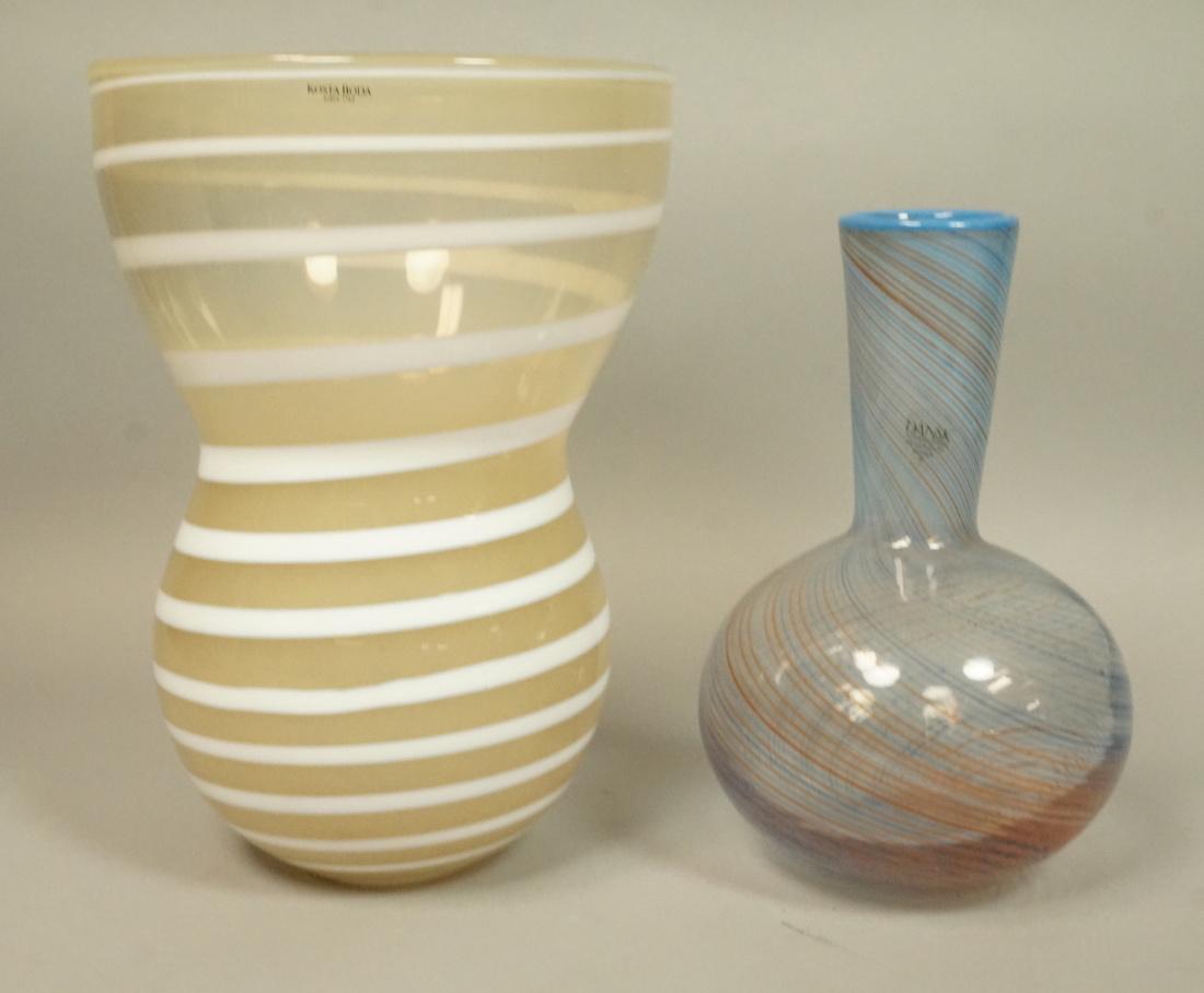 2pc Scandinavian Art Glass Vases. 1) KOSTA BODA T (1 of 7)