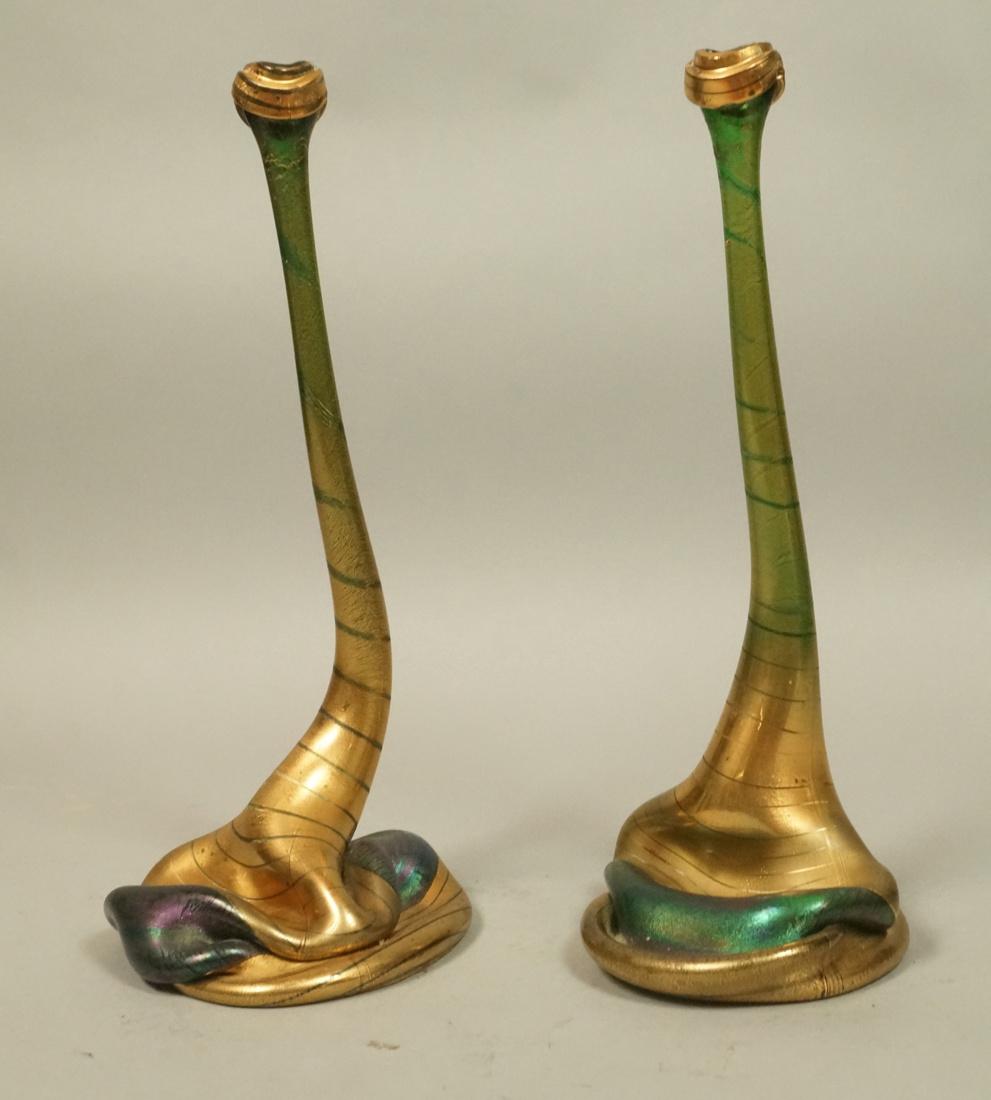 Pr VERA WALTHER Slumped Art Glass Candlesticks. A (1 of 8)