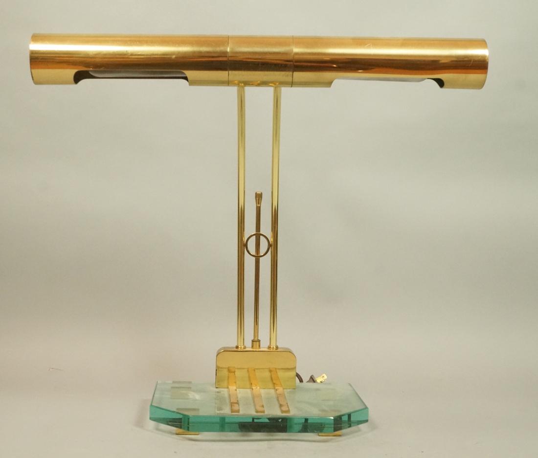 Brass Tone & Glass Desk Table Lamp. Thick glass b (1 of 6)
