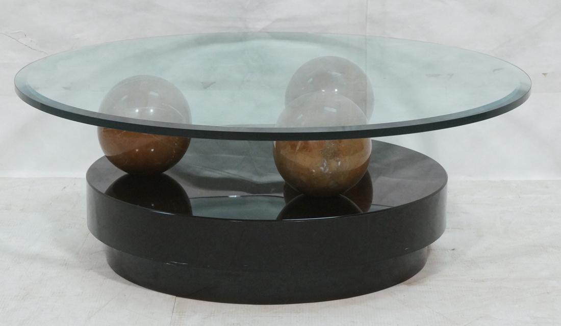 Contemporary Granite Ball Coffee Table. Black Lac (1 of 7)