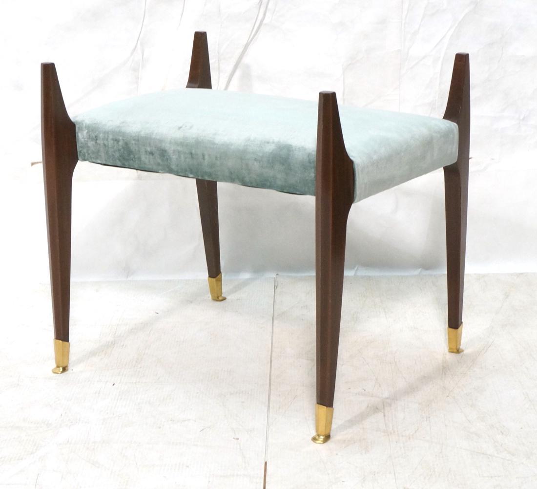 Modernist Italian Mahogany Upholstered Bench Stoo (1 of 9)