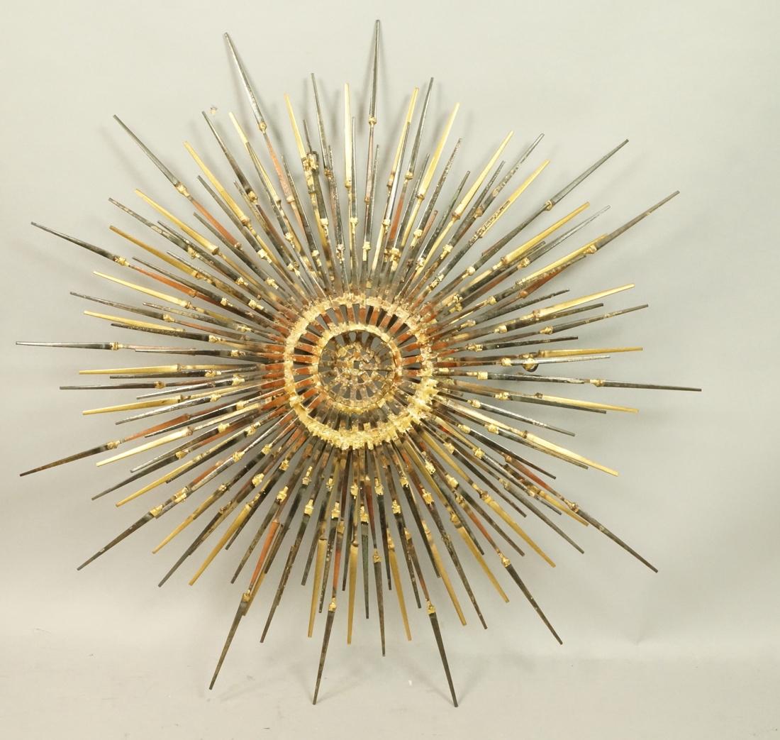 Brutalist Metal Nail Sunburst Wall Sculpture. Dou (1 of 10)