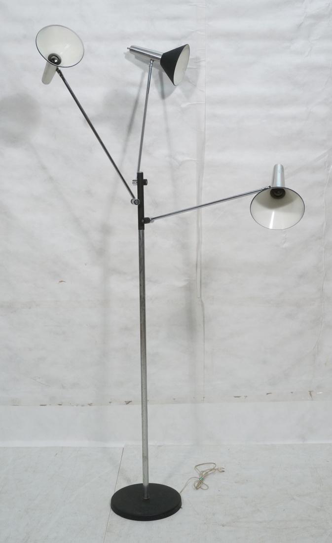 Modernist Chrome Adjustable 3 Arm Floor Lamp. Bla (1 of 7)
