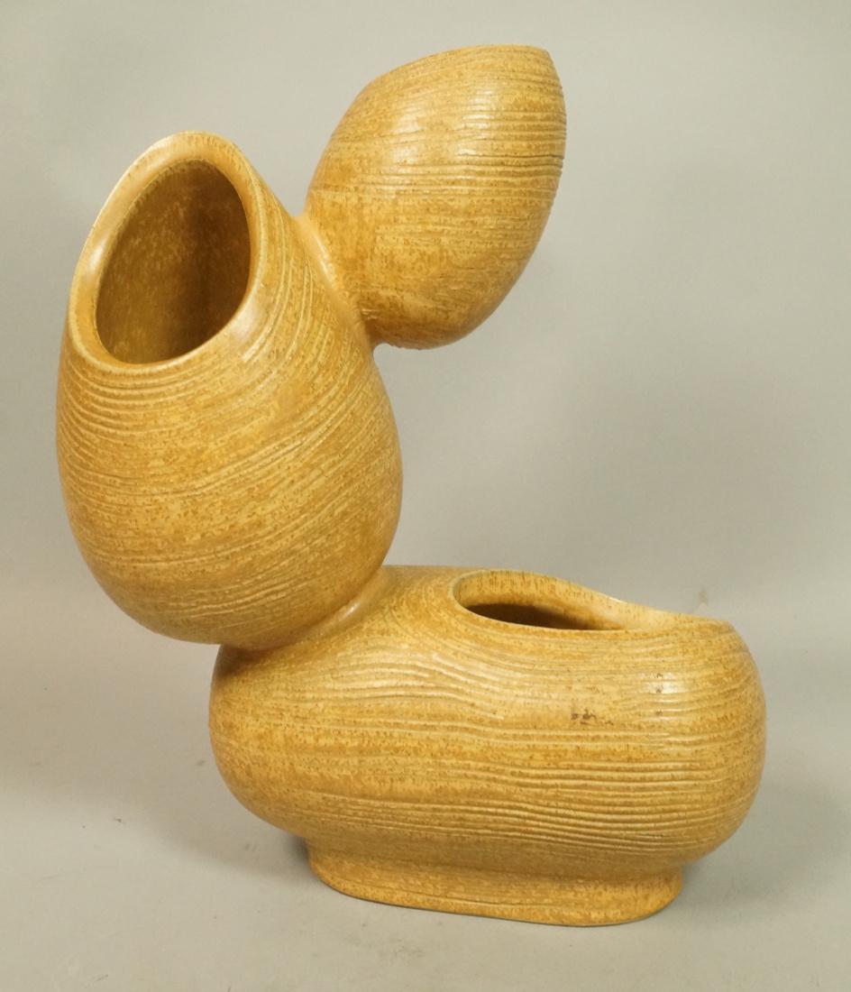 Tan Glazed Ceramic Modernist Vase. Three organic (1 of 6)