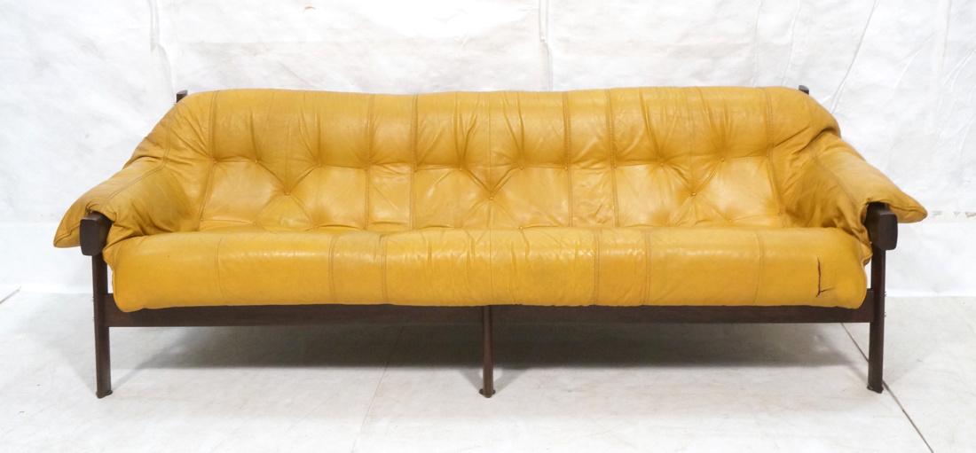 PERCIVAL LAFER Gold Leather Sofa Couch. Brazilian (1 of 10)