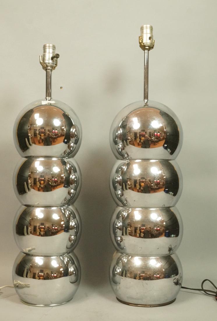 Pr 70's Modern Chrome Stacked Ball Table Lamps. F (1 of 7)