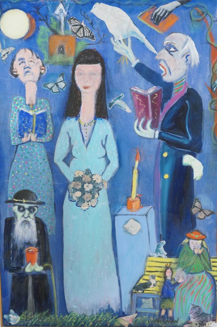 C. WAHRMAN Colorful Figural  Painting Collage. Mo (1 of 7)