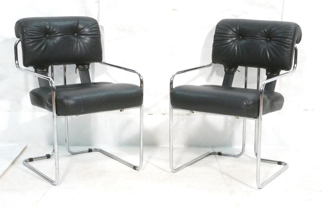Pr Black Leather MARIANI Italian Lounge Chairs. T (1 of 10)