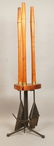 Set of Modernist Wood Fireplace Tools. Three tool