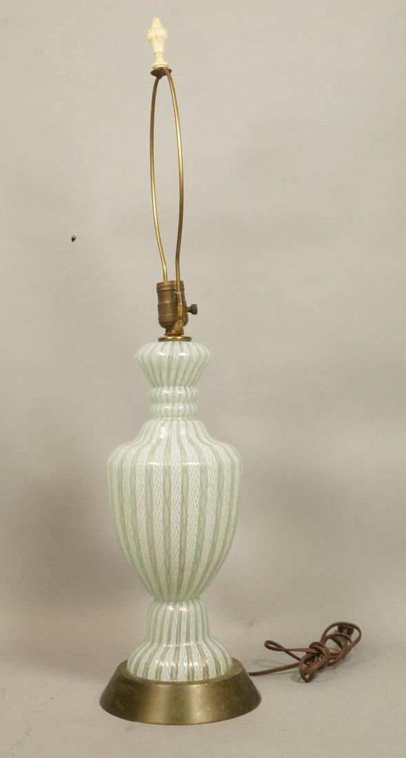 Murano Art Glass Table Lamp. Pale Blue & White la (1 of 6)