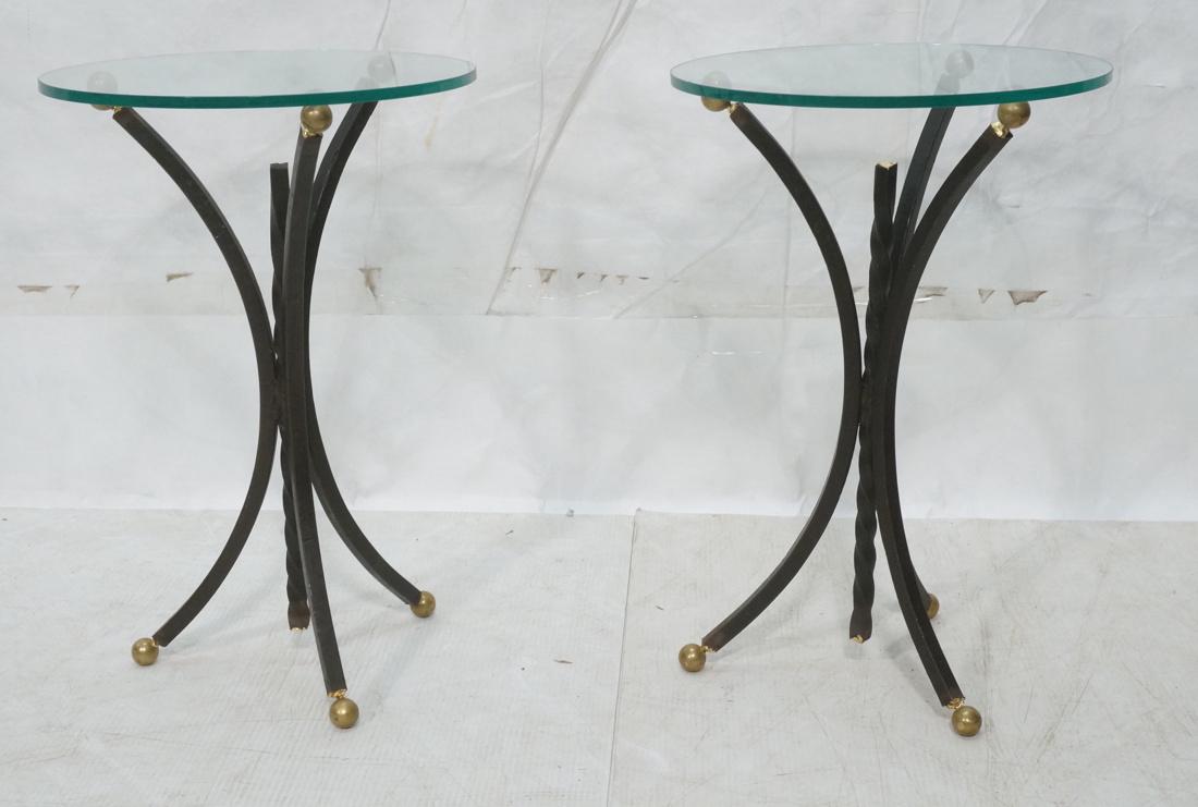 Pr Arturo Pani Style Small Iron Glass Top Tables. (1 of 8)