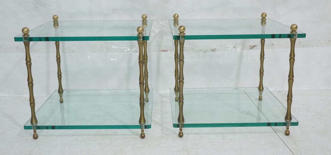 Pr Brass Faux Bamboo Side Tables. Two 3/4" thick (1 of 6)