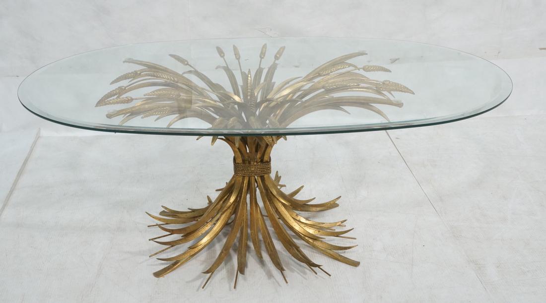 Italian Gilt Metal Wheat Sheath Coffee Table Bev (1 of 6)