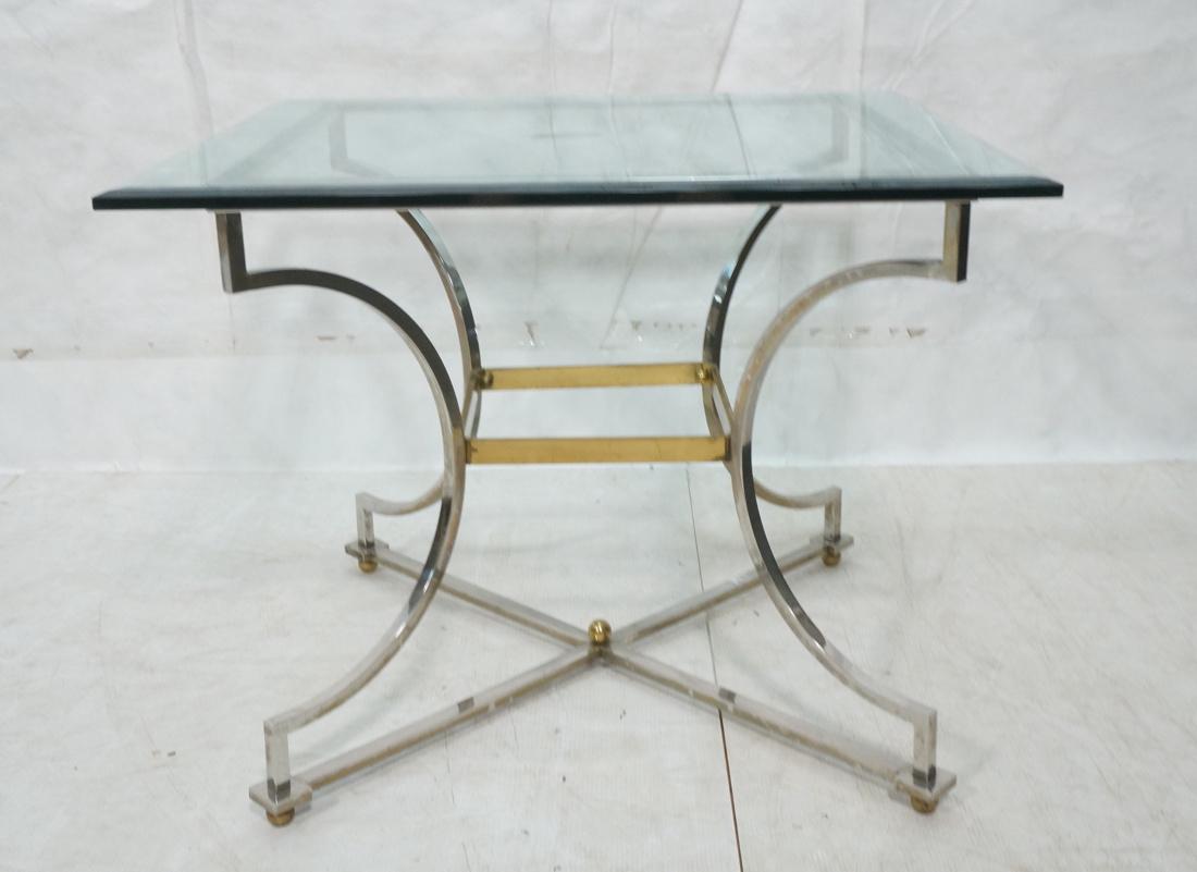 Bevel Glass Square Dining Table Chrome Frame with (1 of 8)
