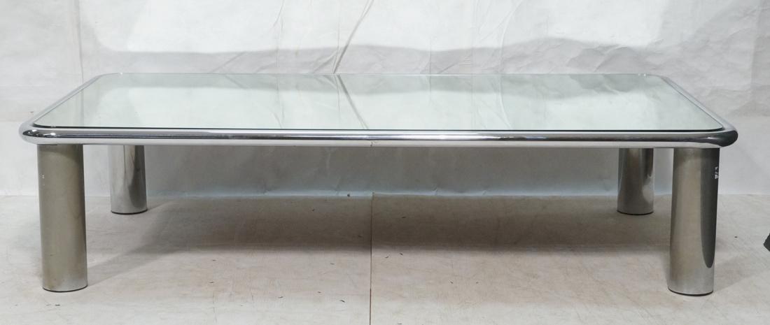 PACE Chrome Mirrored Glass Cocktail Table. Thick (1 of 8)