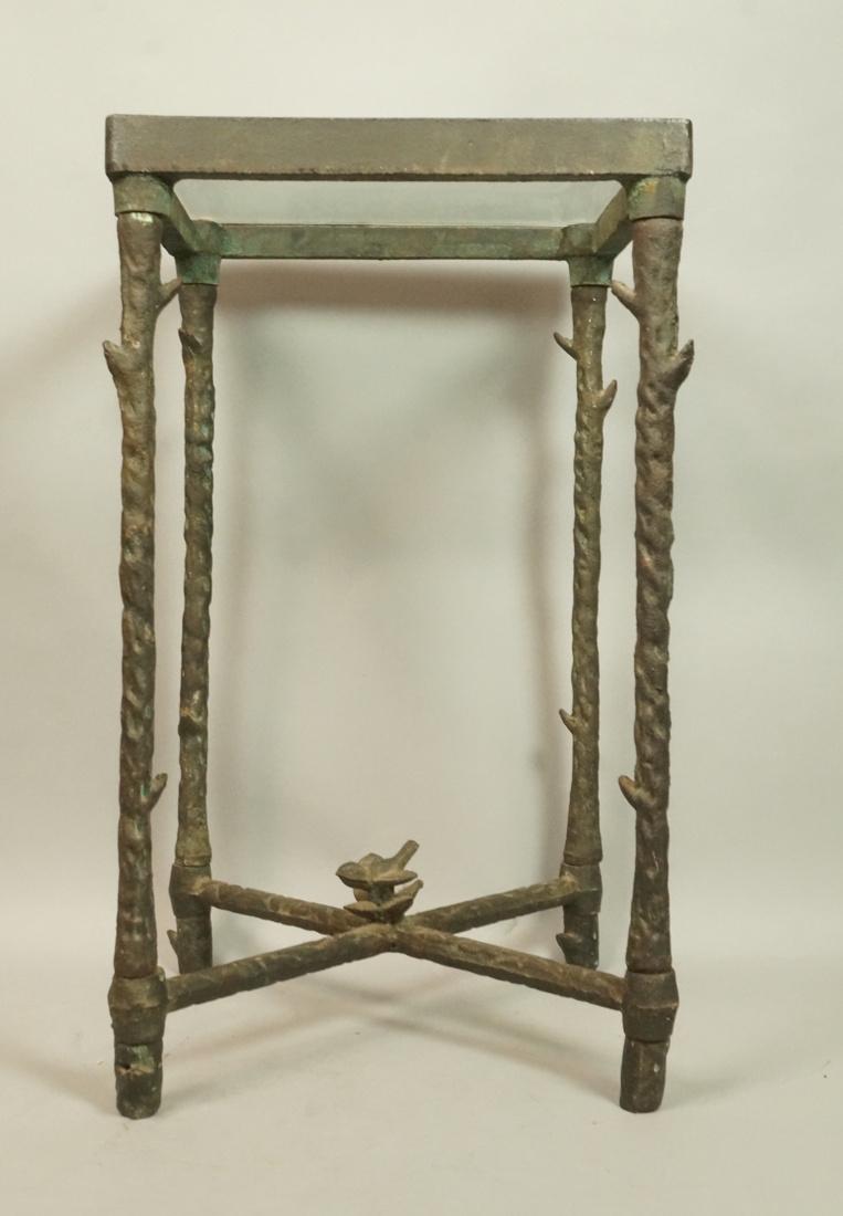 Square Inset Glass Bronzed Cast Metal Side Table. (1 of 7)
