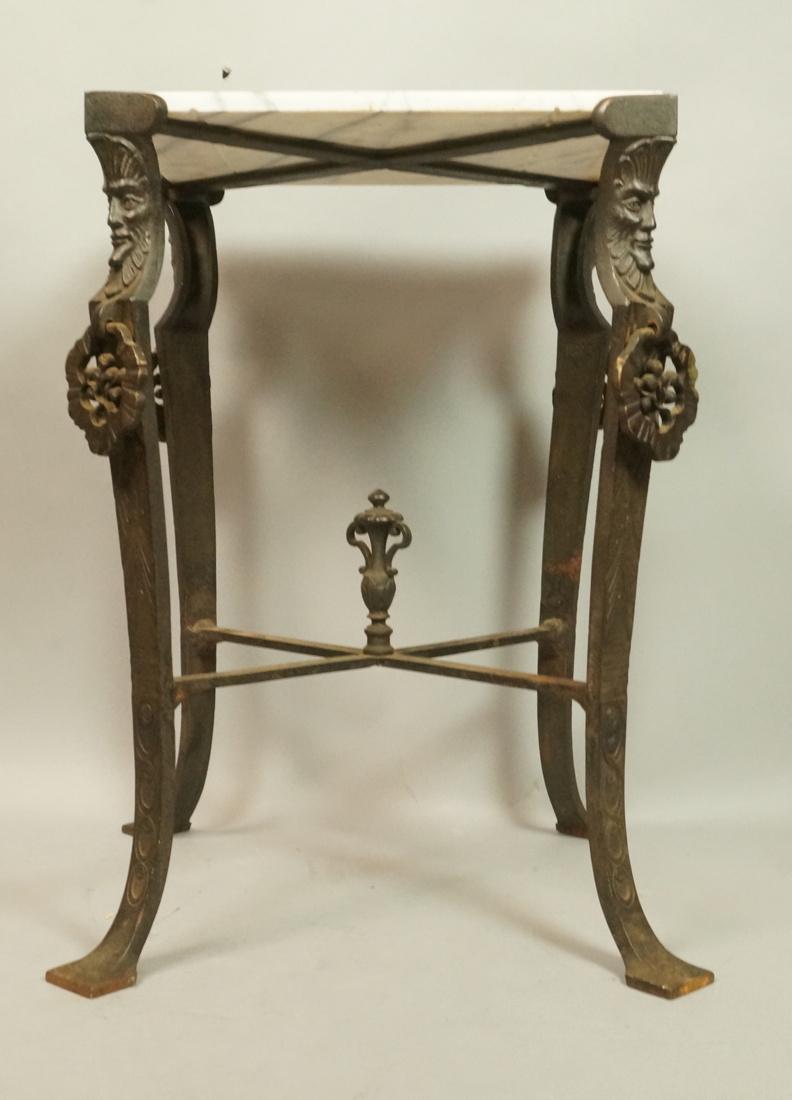 Cast Iron Art Deco Metal Side Table. Marble top. (1 of 5)