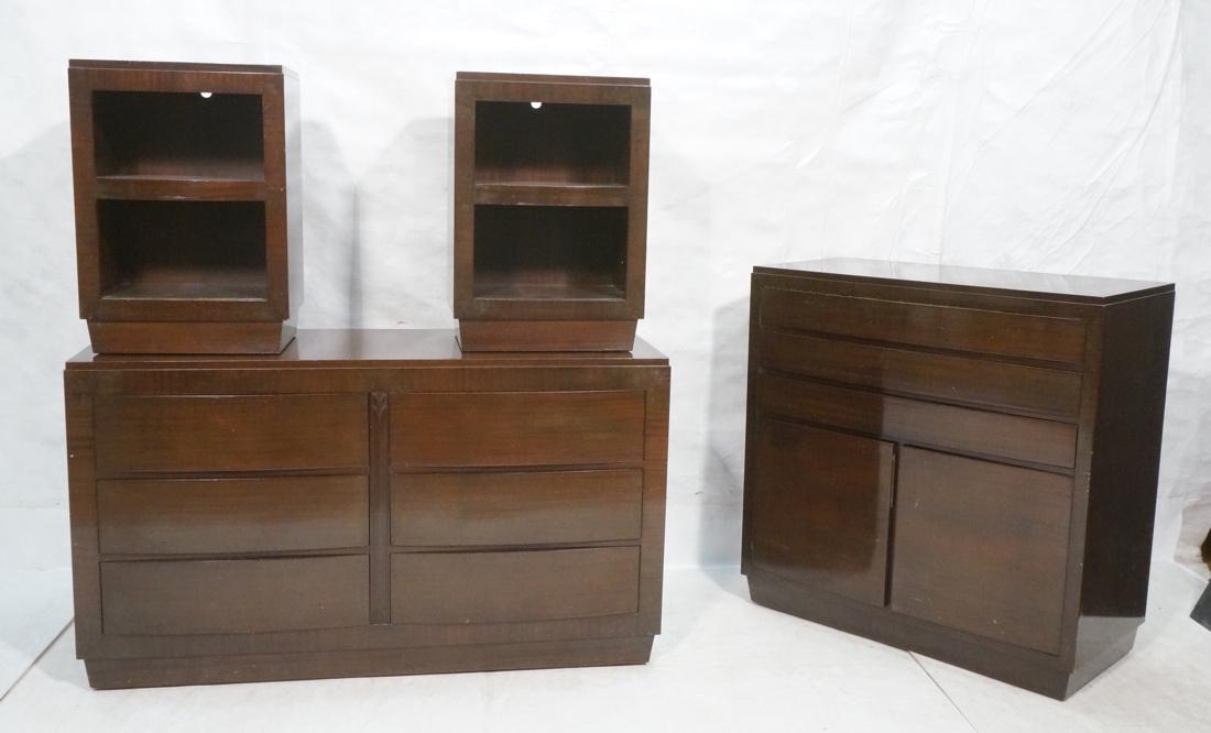 4pc R-WAY Mid Century Bedroom Set. Dark stained w (1 of 7)