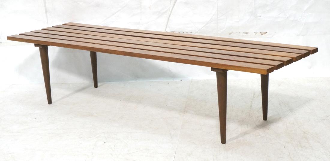 Mid Century Wood Slat Bench Coffee Table. Tapered (1 of 7)