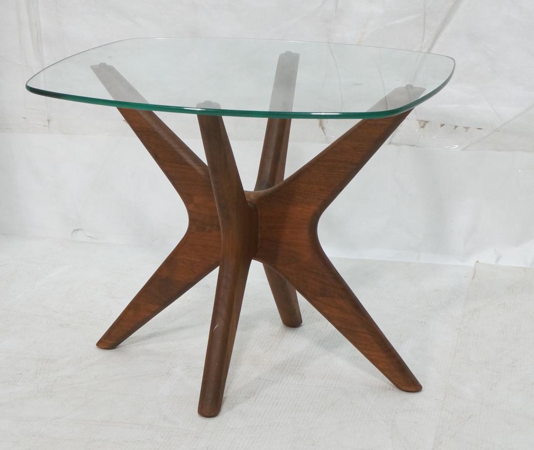 ADRIAN PEARSALL Walnut Glass Top Side Table. Glas (1 of 7)