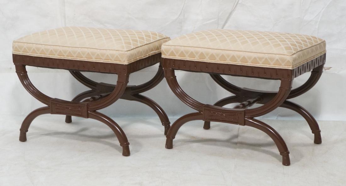 Pr Decorator Stools Benches. Carved wood painted (1 of 9)