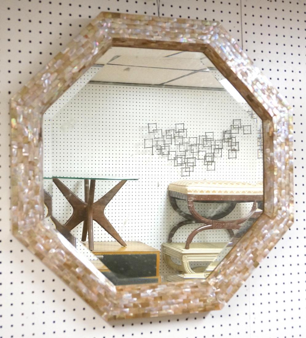 Shell Mosaic Octagonal Wall Mirror. Pink, Gray & (1 of 8)