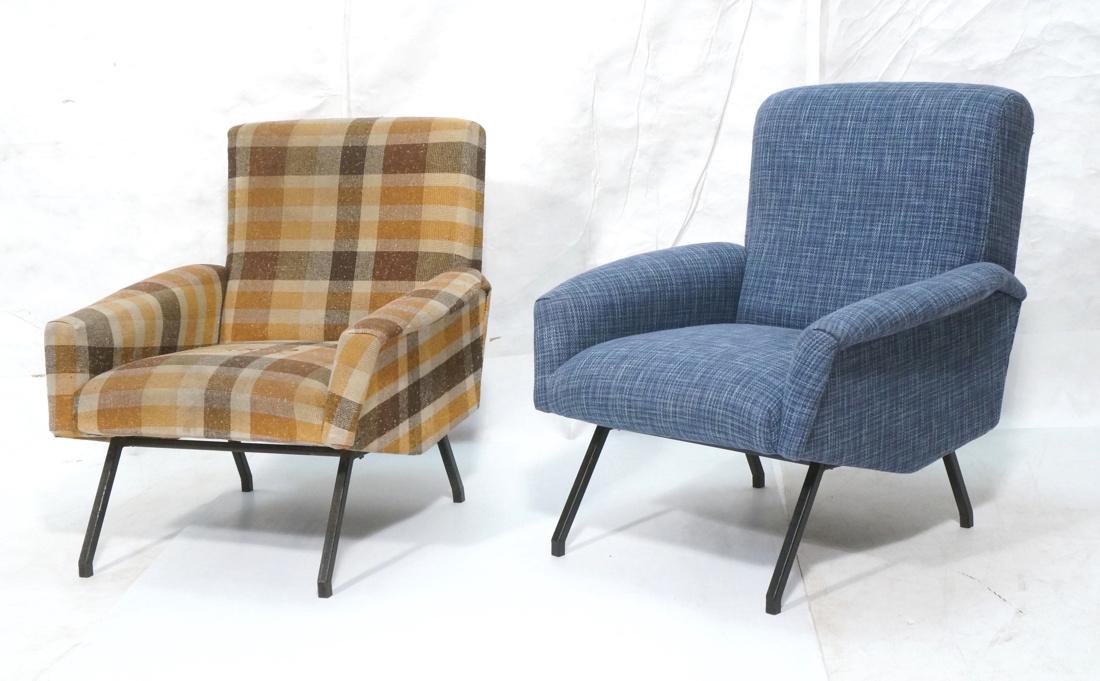 2pc Black Metal Upholstered Lounge Chairs. Italia (1 of 8)