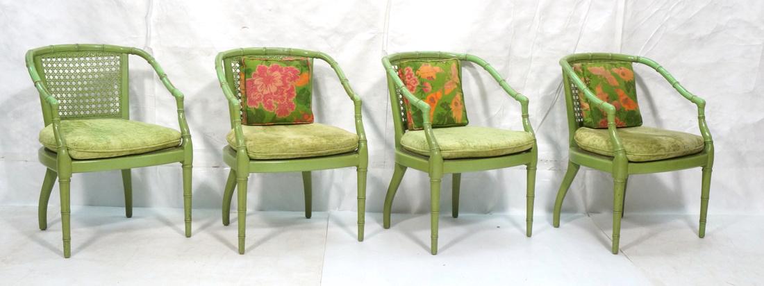 Set 4 Lime Green Faux Bamboo Arm Dining Chairs. C (1 of 10)