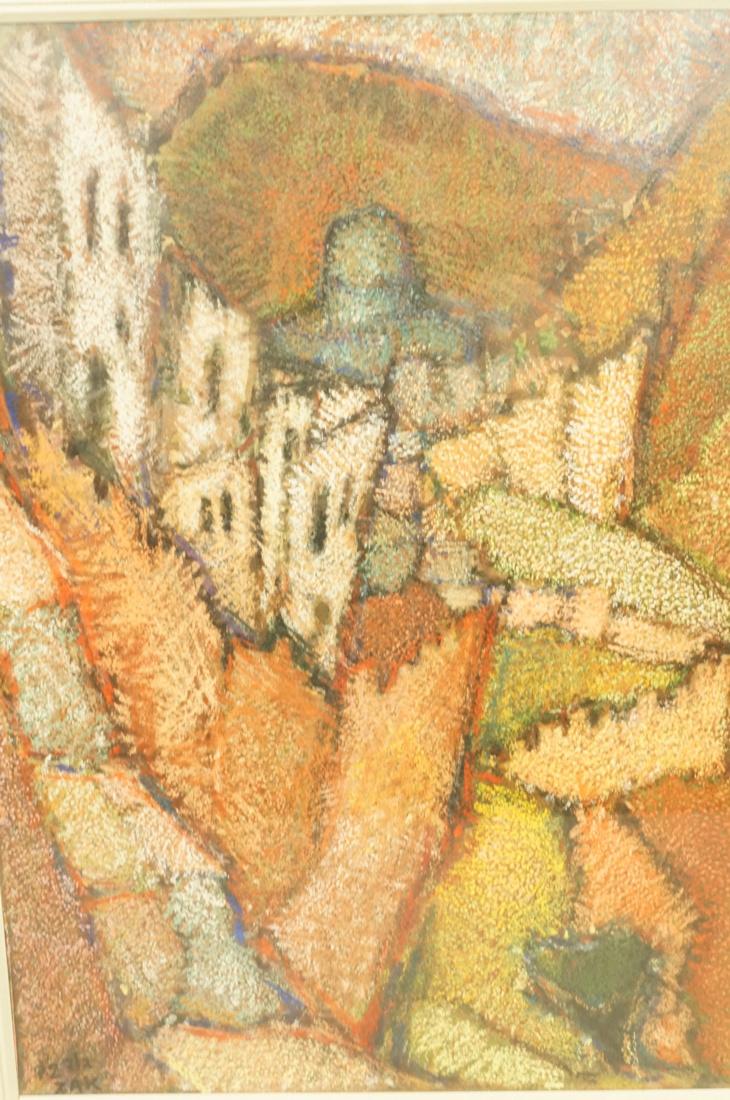 Signed ZAK Modernist Abstract Pastel painting. Ho (1 of 6)