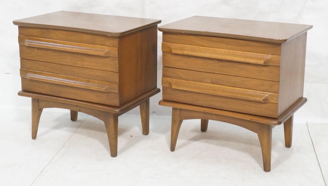 Pr American Modern Walnut Night Stands. Two drawe (1 of 8)