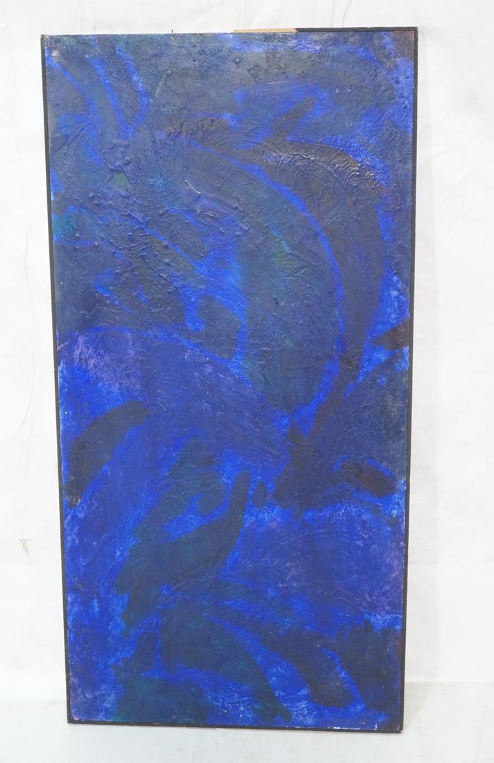 SASSON SOFFER Oil Painting. 1960 "Dawn Constellat: SASSON SOFFER Oil Painting. 1960 "Dawn Constellation". Thick brushstrokes & paint in blue & Black palette. Signed on reverse.-- Dimensions: H: 48.5 inches: W: 24.5 inches ---