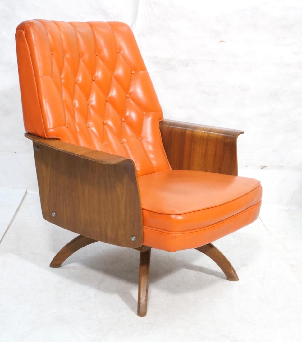 American Modern Walnut Rocking Swivel Lounge Chai (1 of 8)