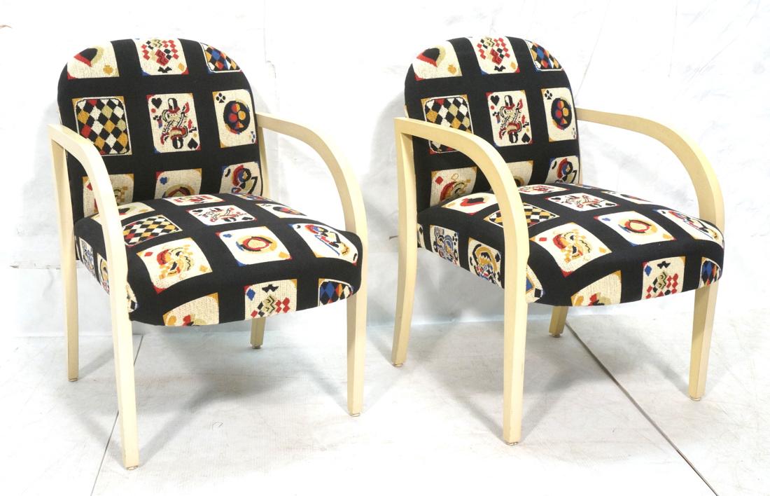Pr Contemporary Cream Lacquered Side Chairs. Play (1 of 6)
