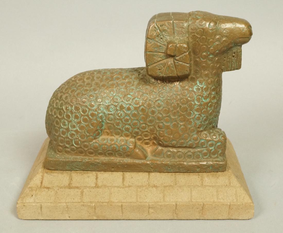 CLEO HARTWIG Ram Sculpture.  Signed. Green bronze (1 of 8)