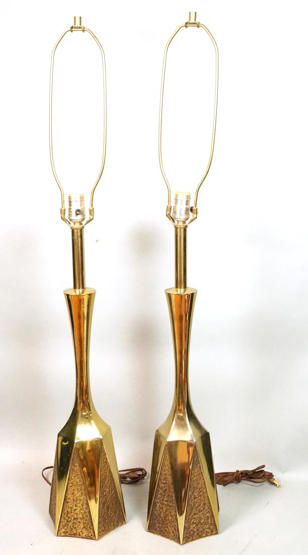 Pr LAUREL style Brutalist Metal Table Lamps. Roug (1 of 7)